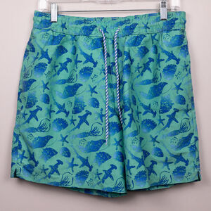 Southern Tide green fish print swim trunks-M